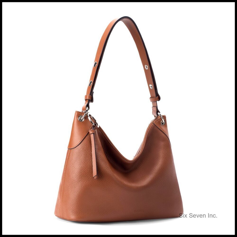 Genuine Leather Hobo Bag Crossbody Shoulder Purse Adjustable Strap Chic Minimal